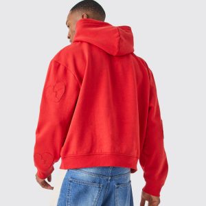 Oversized Star Applique BM Zip Through Hoodie