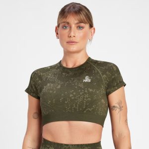 Seamless Long Sleeve Crop Top - Navy