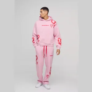 Regular Fit Man Graphic Flared Stacked Hooded Tracksuit