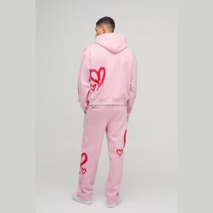 Regular Fit Man Graphic Flared Stacked Hooded Tracksuit