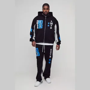 Oversized Boxy Graphic Hooded Zip Tracksuit