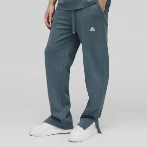 Wide Leg Worldwide Embroidered Joggers