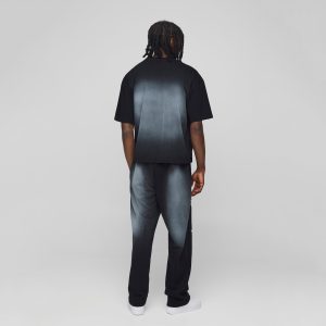 Oversized Boxy Official Tonal Print Zip Hooded Tracksuit