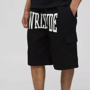Oversized Washed Rhinestone Jersey Shorts